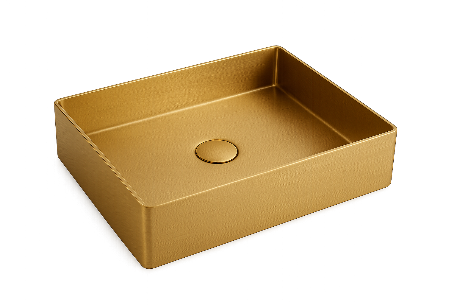 Realistic Rectangular Brushed Brass Basin Product Shot