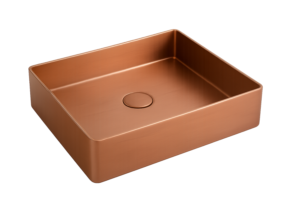 Rectangular Brushed Copper Basin - No Background