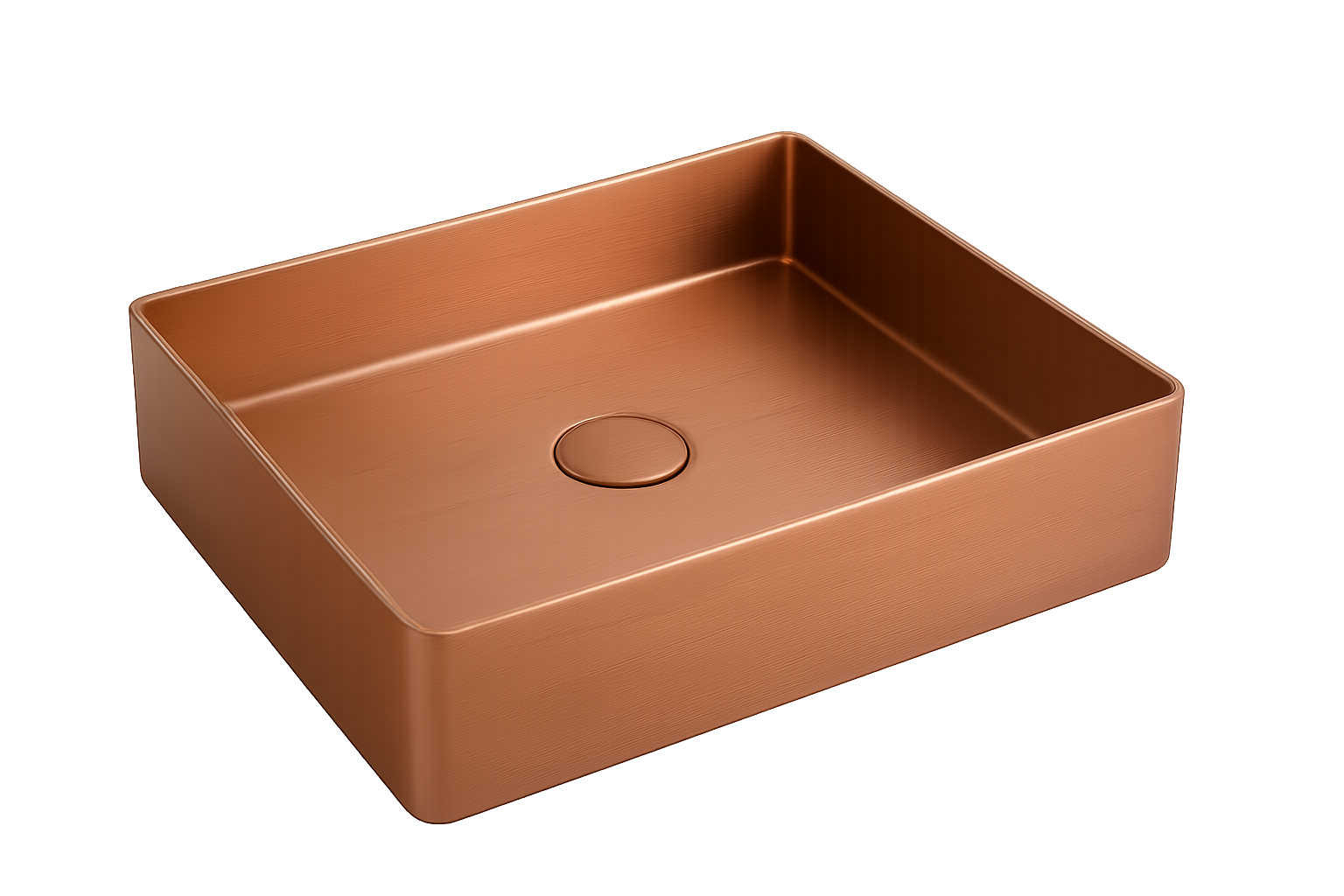 Rectangular Brushed Copper Basin - No Background